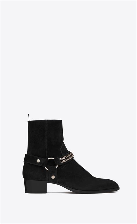 ysl black suede wyatt|WYATT boots in suede .